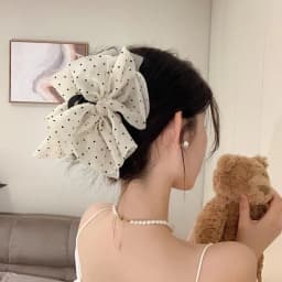 Gentle French polka dot big bow grab clip women's back of the head new high-end hairpin headpiece
