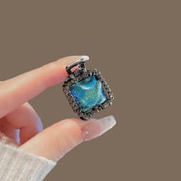 Fantasy Ocean Blue Resin Square Rhinestone Hair Claw Small Size Exquisite Metal Side Bang Clip Cute Hair Clip Hair Accessories