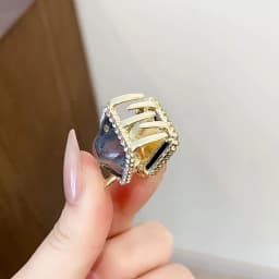 Fantasy Ocean Blue Resin Square Rhinestone Hair Claw Small Size Exquisite Metal Side Bang Clip Cute Hair Clip Hair Accessories