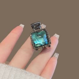Fantasy Ocean Blue Resin Square Rhinestone Hair Claw Small Size Exquisite Metal Side Bang Clip Cute Hair Clip Hair Accessories