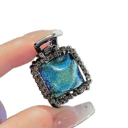 Fantasy Ocean Blue Resin Square Rhinestone Hair Claw Small Size Exquisite Metal Side Bang Clip Cute Hair Clip Hair Accessories
