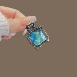 Fantasy Ocean Blue Resin Square Rhinestone Hair Claw Small Size Exquisite Metal Side Bang Clip Cute Hair Clip Hair Accessories