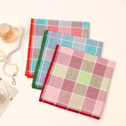 3Pcs Women's Pure Cotton Plaid Handkerchief Contrasting Color Matching Thin Wipe Soft Sweat Hand Towel 43cm
