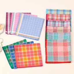 3Pcs Women's Pure Cotton Plaid Handkerchief Contrasting Color Matching Thin Wipe Soft Sweat Hand Towel 43cm