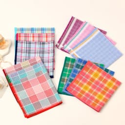 3Pcs Women's Pure Cotton Plaid Handkerchief Contrasting Color Matching Thin Wipe Soft Sweat Hand Towel 43cm