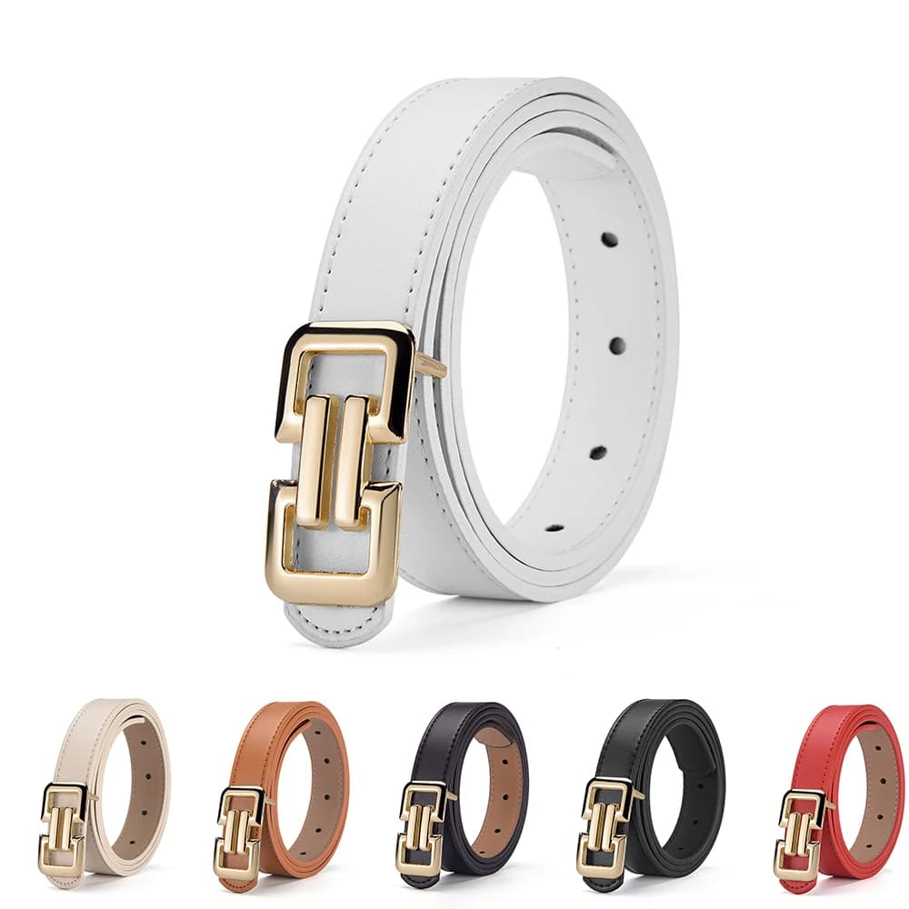 1-3pcs Luxury Women's Geometric Smooth Buckle Color Belt Fashion Women Jeans Skirt PU Belt Trendy Women's Unique Design