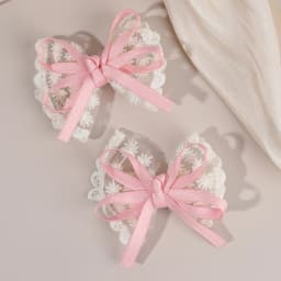 2Pcs New Flower Lace Bow Hair Clips For Girls Sweet Floral Embroidered Ribbon Hairpins Children Trendy Headwear Hair Accessories