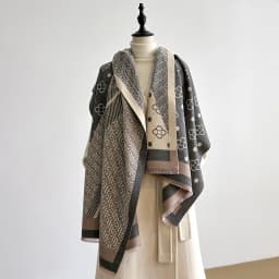 New Brand Elegance Two-Sided Print Scarf Soft Warm Fringe Pashmina Shawl Autumn and Winter Outdoor Coldproof Windproof Blanket