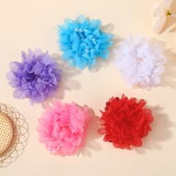 2Pcs Glirs Cute and Sweet Chiffon Flowers Headband Hair Accessories with Elastic Bands Colorful Beads Hair Bands Holiday Gifts