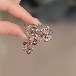 Exquisite Purple Rhinestone Flower Hair Clip High-end Women's Back of Head Half-tie Hair Grip Fashion Korean Hair Accessories