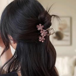 Exquisite Purple Rhinestone Flower Hair Clip High-end Women's Back of Head Half-tie Hair Grip Fashion Korean Hair Accessories