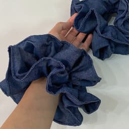 Solid Color Denim Women's Large Intestine Scrunchie Retro Minimalist Hair Flower Fashionable Daily Versatile Hair Accessories
