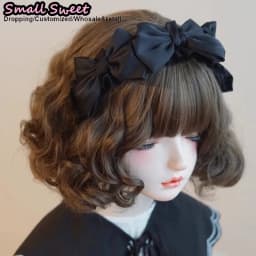 Subculture Harajuku Gothic Lolita Y2K Girl Clever Punk Satin Floral Ruffled Bow Hair Band Headband Hair Hoop Hair Accessories