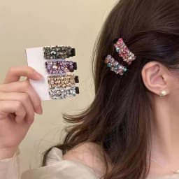 Exquisite Rhinestone Hair Clip Small Size Acetate Duckbill Hairpin For Women Girls Bangs Ponytail Holder Daily Headwear