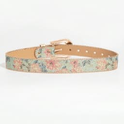1pc Women's Light Luxury Elegant Carved Metal Buckle Multi-color Flower Glitter Print Beaded Belt Jeans Belt