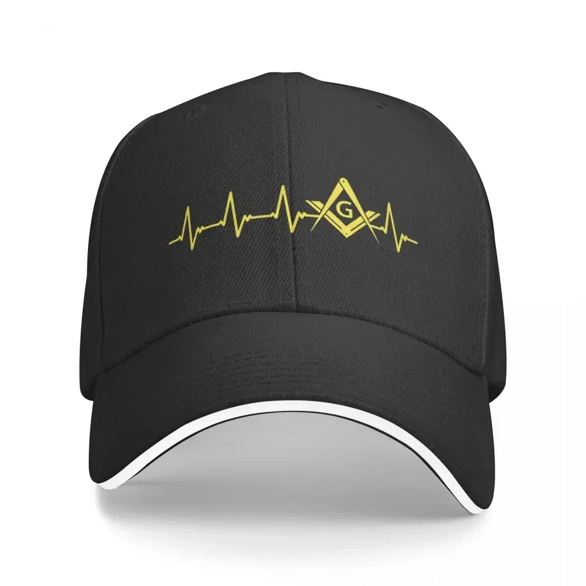 Freemason EKG Heartbeat Square Compass Masonic Baseball Cap Hip Hop Freemasonry Sandwich Hat Unisex Style Adjustable Caps