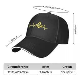 Freemason EKG Heartbeat Square Compass Masonic Baseball Cap Hip Hop Freemasonry Sandwich Hat Unisex Style Adjustable Caps