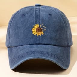 Sunflower printed baseball cap with adjustable retro washed soft top cap suitable for both men and women for outdoor leisure