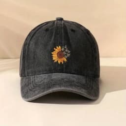 Sunflower printed baseball cap with adjustable retro washed soft top cap suitable for both men and women for outdoor leisure