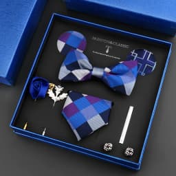 Luxury Neck Tie Set For Men Classic Brand Necktie Bowtie Hanky Cufflinks Floral Brooches Tie Clip Set Wedding Business Box Gift