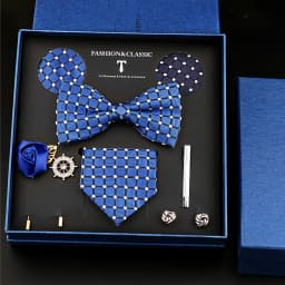Luxury Neck Tie Set For Men Classic Brand Necktie Bowtie Hanky Cufflinks Floral Brooches Tie Clip Set Wedding Business Box Gift