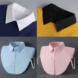 Women's Fashion Cotton Fake Collar Mens Unisex Formal Suit Half Shirt Style Fake Collar Removable Button Girls Detachable Collar