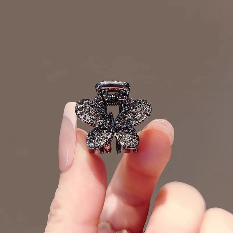 High-end Rhinestone Butterfly Hair Grab Exquisite Cute Mini Hair Claw Bangs Clip Princess Head Top Clip Women's Hair Accessories