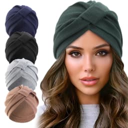 New Women's Cotton Thickened Waffle Square Knotted Turban Head Wrap Cancer Chemo Beanies Cap Headwear Cap Bonnet Hair Loss Hat