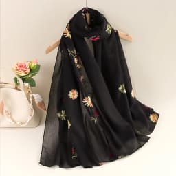 Spring Summer Cotton Linen Long Scarf for Women Literary National Style Dual-Purpose Embroidered Travel Sunscreen Shawl
