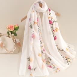 Spring Summer Cotton Linen Long Scarf for Women Literary National Style Dual-Purpose Embroidered Travel Sunscreen Shawl
