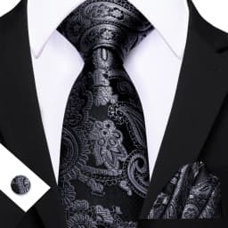 Mens Tie Yellow Golden Black Red Floral Ties Hanky Cufflinks Set Necktie Formal Wedding Dinner Party Gift