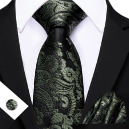 Mens Tie Yellow Golden Black Red Floral Ties Hanky Cufflinks Set Necktie Formal Wedding Dinner Party Gift