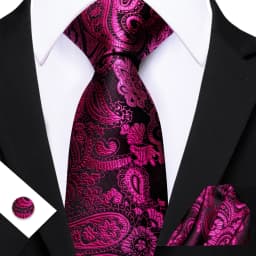 Mens Tie Yellow Golden Black Red Floral Ties Hanky Cufflinks Set Necktie Formal Wedding Dinner Party Gift
