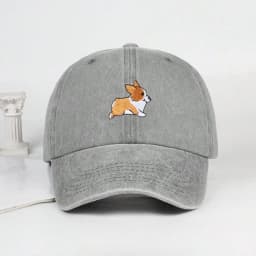 Cute corgi embroidered baseball cap for men and women outdoor travel hiking sunscreen hat leisure