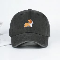 Cute corgi embroidered baseball cap for men and women outdoor travel hiking sunscreen hat leisure