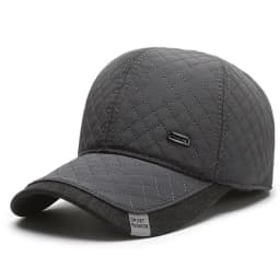 Winter Solid Color Quilted Embroidery Hat, Casual Warm Windproof Fleece-Lined Earflap Baseball Cap