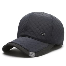 Winter Solid Color Quilted Embroidery Hat, Casual Warm Windproof Fleece-Lined Earflap Baseball Cap