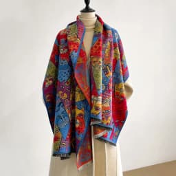 Luxury Winter Cashmere Colorful Kitten Design Scarf Women Warm Pashmina Blanket Poncho Scarves Female Oil painting Shawl Bufanda