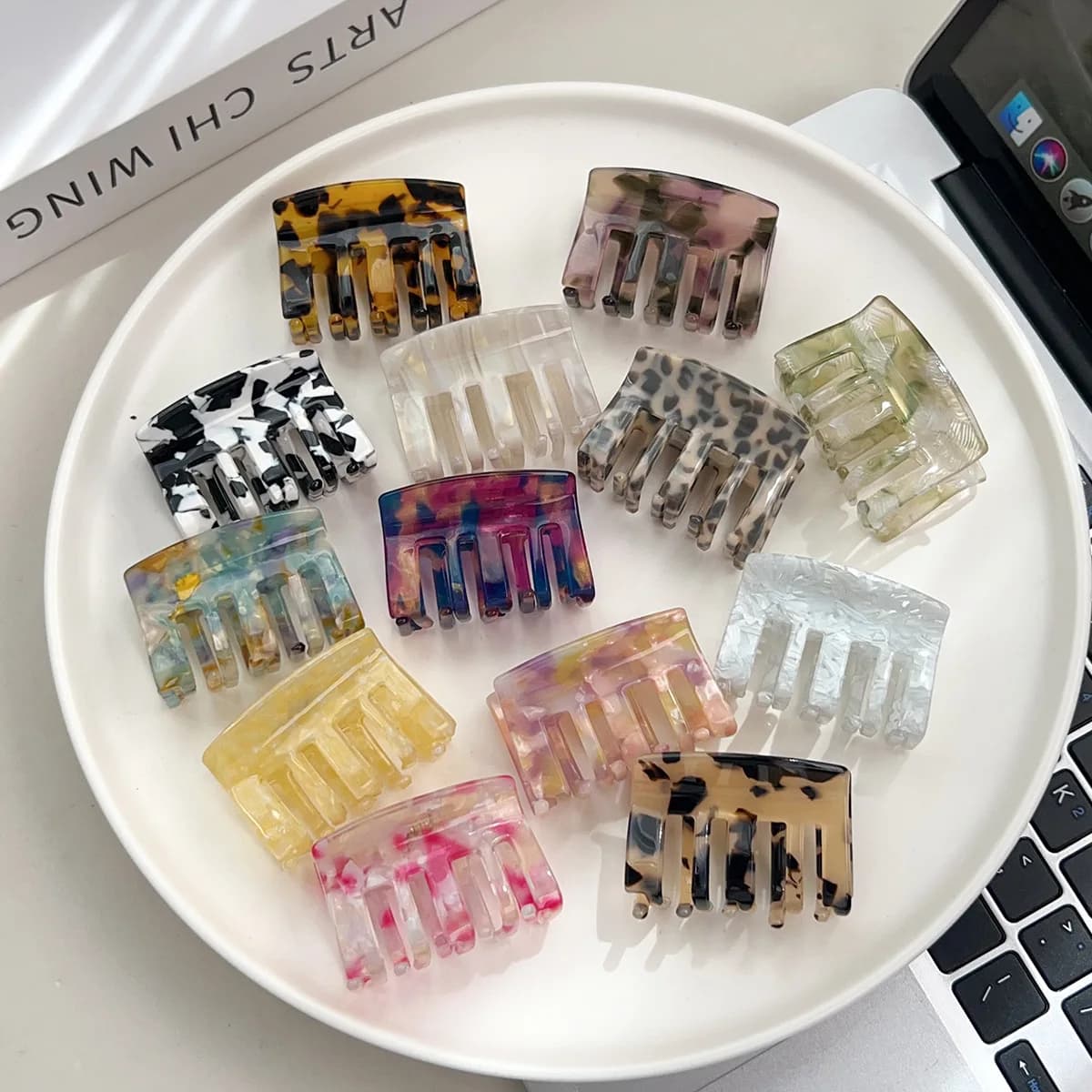 5CM Small Square Hair Claw 13 Colors Eco-friendly Acetate Claw Clips Retro Trendy Hair Clips for Women Girls Hair Accessories