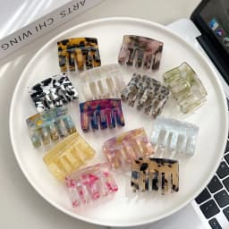 5CM Small Square Hair Claw 13 Colors Eco-friendly Acetate Claw Clips Retro Trendy Hair Clips for Women Girls Hair Accessories