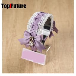 Women's Harajuku Gothic Lolita Subculture Y2K GIRL Elegant Sweet Cross Tie Strap Lace Bow Pearl Love Pendant Headband Hair Band