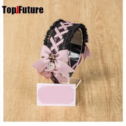 Women's Harajuku Gothic Lolita Subculture Y2K GIRL Elegant Sweet Cross Tie Strap Lace Bow Pearl Love Pendant Headband Hair Band