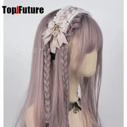 Women's Harajuku Gothic Lolita Subculture Y2K GIRL Elegant Sweet Cross Tie Strap Lace Bow Pearl Love Pendant Headband Hair Band