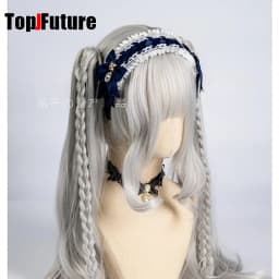 Women's Harajuku Gothic Lolita Subculture Y2K GIRL Elegant Sweet Cross Tie Strap Lace Bow Pearl Love Pendant Headband Hair Band