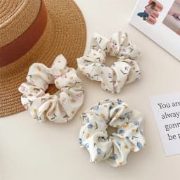 Fresh Style Floral Pleated Hair Bands High Elasticity Fashion Hair Scrunchies Suitable for Ponytail Versatile Hair Accessories