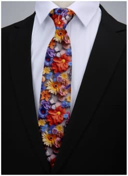 Anti-tattoo pattern printed tie men's 8cm wide casual business tea party shirt with tie knitted polyester fashion tie ladies