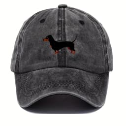 Retro dachshund baseball cap for both men and women, adjustable and cute cartoon design suitable for sports and casual wear