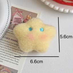 2025 Korean Trend Kawaii Cartoon Plush Star Moon Hair Clip Girl Backpack Decoration Women's Cute Side Clip Brooch Student Gift
