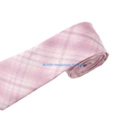 E56A JK Girl Sweet Pink Checkered Pre-Tied Tie Polyester Silk Necktie Japanese College School Uniform Bowknot Bowtie Neckwear