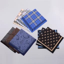3Pcs Men's Pure Cotton Printed Plaid Handkerchief Summer Thin Old-fashioned Nostalgic Cotton Soft Square Towel Hand 43 * 43cm